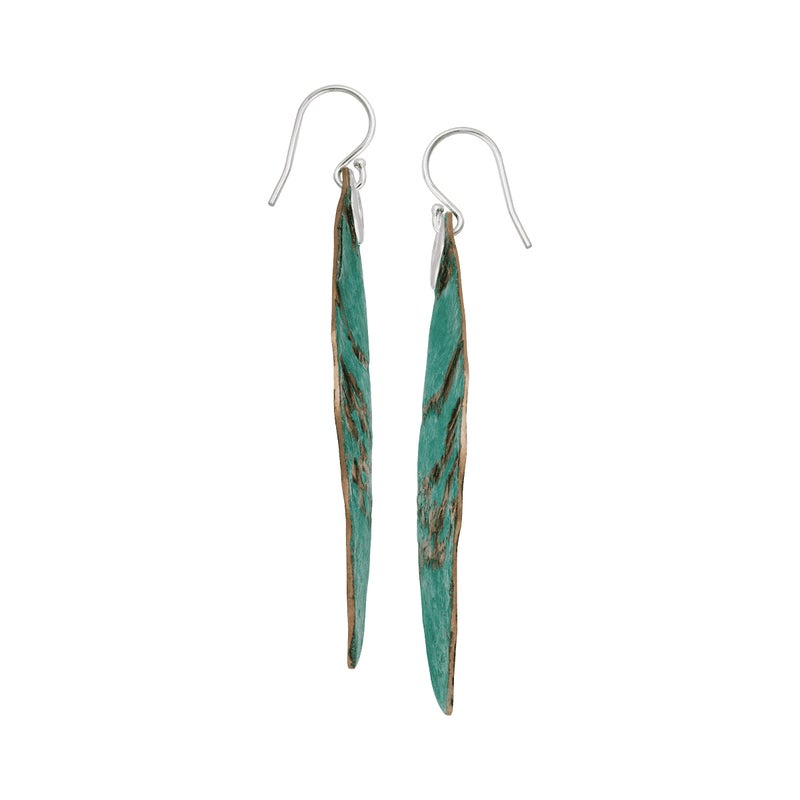Silpada 'Emerald Pools' Drop Earrings in Green Patina Brass and Sterling Silver - Image 3